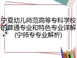 宁夏幼儿师范高等专科学校的普通专业和特色专业详解(宁师专专业解析)