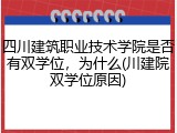 四川建筑职业技术学院是否有双学位，为什么(川建院双学位原因)