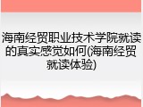 海南经贸职业技术学院就读的真实感觉如何(海南经贸就读体验)