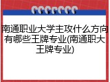 南通职业大学主攻什么方向有哪些王牌专业(南通职大王牌专业)
