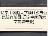 辽宁中医药大学读什么专业比较有前景(辽宁中医药大学前景专业)
