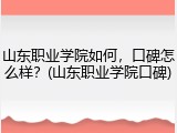 山东职业学院如何，口碑怎么样？(山东职业学院口碑)