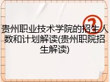 贵州职业技术学院的招生人数和计划解读(贵州职院招生解读)