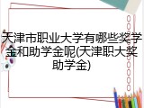 天津市职业大学有哪些奖学金和助学金呢(天津职大奖助学金)