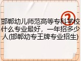 邯郸幼儿师范高等专科学校什么专业最好，一年招多少人(邯郸幼专王牌专业招生)