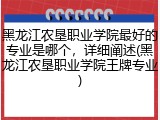 黑龙江农垦职业学院最好的专业是哪个，详细阐述(黑龙江农垦职业学院王牌专业)