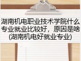 湖南机电职业技术学院什么专业就业比较好，原因是啥(湖南机电好就业专业)
