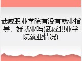 武威职业学院有没有就业指导，好就业吗(武威职业学院就业情况)