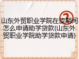山东外贸职业学院在读期间怎么申请助学贷款(山东外贸职业学院助学贷款申请)