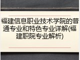 福建信息职业技术学院的普通专业和特色专业详解(福建职院专业解析)