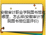 安徽审计职业学院图书馆在哪里，怎么样(安徽审计学院图书馆位置评价)