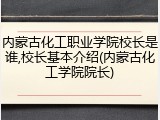 内蒙古化工职业学院校长是谁,校长基本介绍(内蒙古化工学院院长)