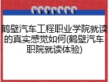 鹤壁汽车工程职业学院就读的真实感觉如何(鹤壁汽车职院就读体验)