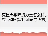 复旦大学师资力量怎么样，名气如何(复旦师资与声誉)