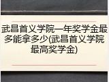 武昌首义学院一年奖学金最多能拿多少(武昌首义学院最高奖学金)