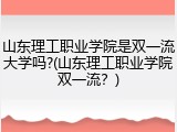 山东理工职业学院是双一流大学吗?(山东理工职业学院双一流？)