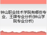 钟山职业技术学院有哪些专业，王牌专业分析(钟山学院专业分析)
