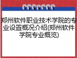 郑州软件职业技术学院的专业设置概况介绍(郑州软件学院专业概览)