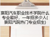 襄阳汽车职业技术学院什么专业最好，一年招多少人(襄阳汽院热门专业招生)