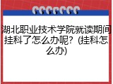 湖北职业技术学院就读期间挂科了怎么办呢？(挂科怎么办)