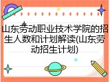 山东劳动职业技术学院的招生人数和计划解读(山东劳动招生计划)