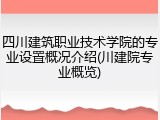 四川建筑职业技术学院的专业设置概况介绍(川建院专业概览)