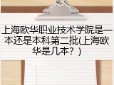 上海欧华职业技术学院是一本还是本科第二批(上海欧华是几本？)