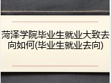 菏泽学院毕业生就业大致去向如何(毕业生就业去向)