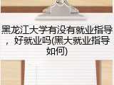 黑龙江大学有没有就业指导，好就业吗(黑大就业指导如何)