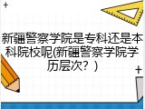 新疆警察学院是专科还是本科院校呢(新疆警察学院学历层次？)