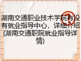湖南交通职业技术学院有没有就业指导中心，详细介绍(湖南交通职院就业指导详情)