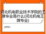 河北机电职业技术学院的王牌专业是什么(河北机电王牌专业)