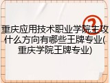重庆应用技术职业学院主攻什么方向有哪些王牌专业(重庆学院王牌专业)