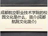 成都航空职业技术学院的校园文化是什么，简介(成都航院文化简介)