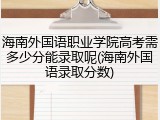 海南外国语职业学院高考需多少分能录取呢(海南外国语录取分数)