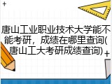 唐山工业职业技术大学能不能考研，成绩在哪里查询(唐山工大考研成绩查询)