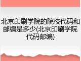 北京印刷学院的院校代码和邮编是多少(北京印刷学院代码邮编)