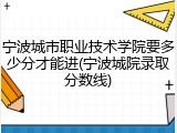 宁波城市职业技术学院要多少分才能进(宁波城院录取分数线)