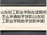 山东轻工职业学院在读期间怎么申请助学贷款(山东轻工职业学院助学贷款申请)