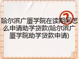 哈尔滨广厦学院在读期间怎么申请助学贷款(哈尔滨广厦学院助学贷款申请)