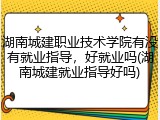 湖南城建职业技术学院有没有就业指导，好就业吗(湖南城建就业指导好吗)