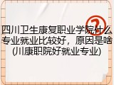 四川卫生康复职业学院什么专业就业比较好，原因是啥(川康职院好就业专业)
