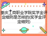 重庆工商职业学院奖学金评定细则是怎样的(奖学金评定细则)