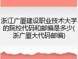 浙江广厦建设职业技术大学的院校代码和邮编是多少(浙广厦大代码邮编)