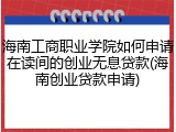 海南工商职业学院如何申请在读间的创业无息贷款(海南创业贷款申请)