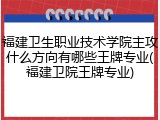 福建卫生职业技术学院主攻什么方向有哪些王牌专业(福建卫院王牌专业)