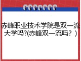 赤峰职业技术学院是双一流大学吗?(赤峰双一流吗？)