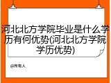 河北北方学院毕业是什么学历有何优势(河北北方学院学历优势)