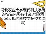 河北农业大学现代科技学院的校名来历有什么渊源(河北农大现代科技学院校名渊源)