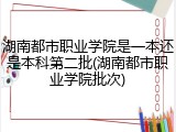 湖南都市职业学院是一本还是本科第二批(湖南都市职业学院批次)
